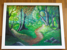 Tablou pictat manual pictura acrilica &amp;quot;Sunny Forest&amp;quot; foto