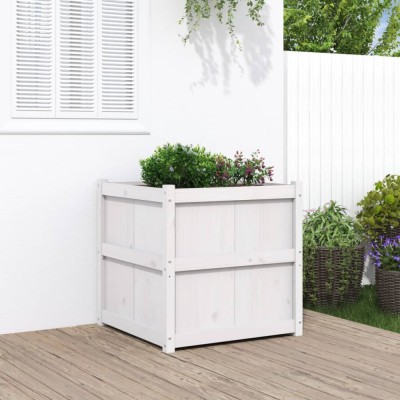 vidaXL Jardinieră de grădină, alb, 70x70x70 cm, lemn masiv de pin 837435 foto