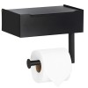 Suport hartie igienica din otel cu sertar depozitare, sistem montare inclus, 22cm, negru bej Household NewTrend, Oem