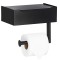 Suport hartie igienica din otel cu sertar depozitare, sistem montare inclus, 22cm, negru bej Household NewTrend