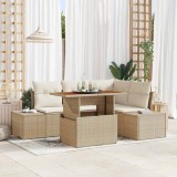 VidaXL Set de canapele pentru grădină 5 pcs Bej, crem 100 x 55 x 73 cm