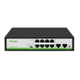 Switch 10 porturi Tiandy, 8 porturi PoE, 2x RJ45, putere PoE 90W, 2Gbps, protectie supratensiune SafetyGuard Surveillance