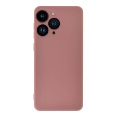 Husa silicon compatibila apple iphone 15 pro, soft matt, protectie camera foto, roz pal foto