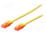 Patch cord U/UTP 6 litat Cu LSZH galben 0,5m 26AWG DIGITUS