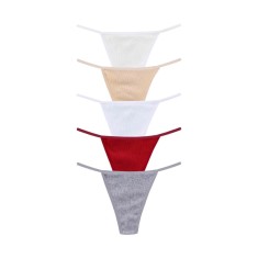 Set 5 perechi de chiloti tanga din bumbac, pentru dama, 29600, Multicolor