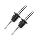 Cumpara ieftin Set 2 picuratoare profesionale negre 10.5 cm, diametru 2.5 cm, dopuri din inox cu silicon pentru cocktailuri, ulei si siropuri