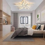 Lustra LED Alessandro DESIGN SAKURA, 62W, Telecomanda, Dimabila, 5 Petale, Lumina Calda/Neutra/Rece, Alb