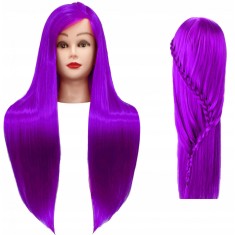 Cap de antrenament Iza 90 cm violet, par termic + m&acirc;ner, perie de coafura, cap pentru exerciții