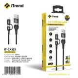 Cablu de Date iTrend CA322 4 &icirc;n 1 Type-C-Type-C | USB-iPhone | USB-Type-C |
