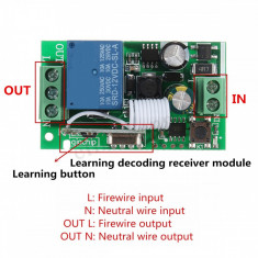 modul 1 releu cu functie invatare telecomenzi 220v 315/433mhz foto