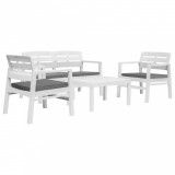 Set mobilier de exterior, 4 piese, alb, plastic GartenMobel Dekor, vidaXL