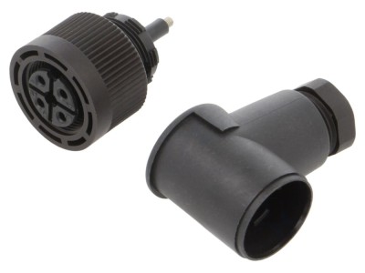 Conector mufă M18 4 pini mamă 90&amp;deg; foto