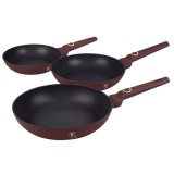 Cumpara ieftin Set 3 tigai Leonardo Collection Berlinger Haus BH 8048, antiaderente, strat titan, visiniu mat