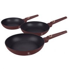 Set 3 tigai Leonardo Collection Berlinger Haus BH 8048, antiaderente, strat titan, visiniu mat