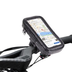 Suport husa telefon mobil eMazing pentru bicicleta si motocicleta, rezistent apa si socuri, touchscreen, 360 rotativ, negru, marime L &le; 5.5 inch
