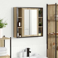 vidaXL Dulap cu oglindă pentru baie Bej 60 x 16 x 60 cm Lemn compozit
