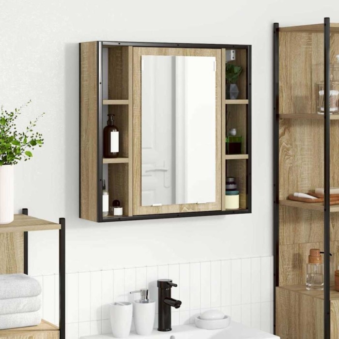 vidaXL Dulap cu oglindă pentru baie Bej 60 x 16 x 60 cm Lemn compozit 868040