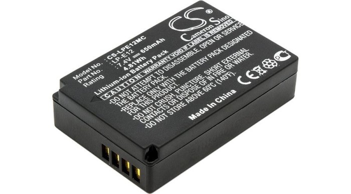 Cameron Sino 650mAh Canon EOS M,EOS-M,EOS 100D,Rebel SL1 Digital,EOS M2,OS-M,EOS-M2,EOS-M10,EOS-M50,EOS-M100 Baterie