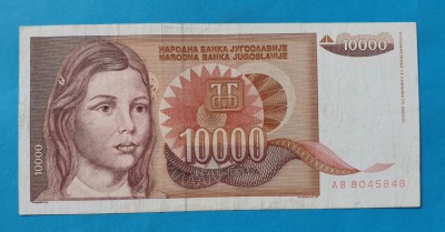 10.000 Dinara anul 1992 Bancnota Iugoslavia - Jugoslavije foto