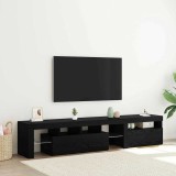 vidaXL Cabinete TV 2 piese cu Lumini LED din Stejar Negru și Lemn Ingineresc