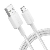 Cablu alimentare si date Anker, USB-A (T) la USB Type-C (T), 1.8m rata transfer 480 Mbps, invelis nylon, braided, alb, &quot;A81H6G21&quot; (timbru verde 0.03 l