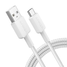 Cablu alimentare si date Anker, USB-A (T) la USB Type-C (T), 1.8m rata transfer 480 Mbps, invelis nylon, braided, alb, &quot;A81H6G21&quot; (timbru verde 0.03 l