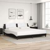 VidaXL Cadru de pat cu tăblie negru și alb 200x200cm piele artificială