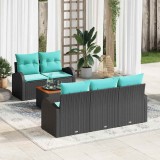 Cumpara ieftin Set de canapele pentru gradina 6 buc. Negru si Turcoaz