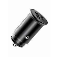 Incarcator auto Baseus Circular metal, 1 x USB Output 5V/3.1A si 1 x USB Type-C, 30W total ambele porturi, pt. bricheta auto, negru