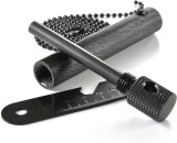 Aprinzator foc cu magneziu si tija feroceriu, kit supravietuire cu protectie si rigla integrata, rezistent, negru