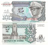 Zair 5 Nouveaux Makuta 1993 P-48 UNC