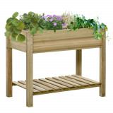 Outsunny Jardinieră Inălțată din Lemn cu Raft Inferior, Ideală pentru Grădină și Balcon, Suport pentru Plante, 91x51x76 cm | Aosom Romania