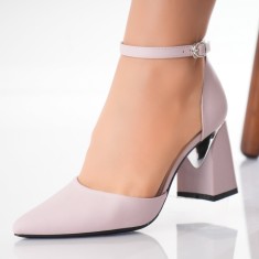 Pantofi dama cu toc Mov din Piele Ecologica Oriana, 36