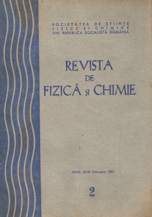 Rom&acirc;nia, Revista de Fizică şi Chimie, nr. 2/1981