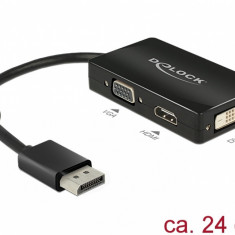 Adaptor Displayport la VGA / HDMI / DVI pasiv T-M Negru, Delock 62656