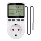 1 bucată priză cu termostat digital pentru temperatură AC 230V cu sondă senzor, priză termostat pentru &icirc;ncălzire și răcire cu temporizator, &icirc;ntrerupăt