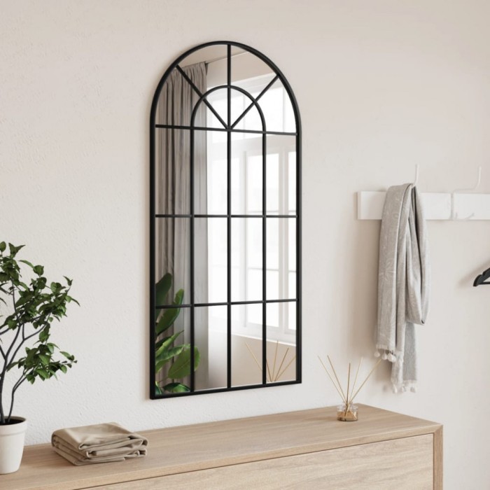 Gossi oglinda de perete, negru, 50x100 cm, arcuita, fier