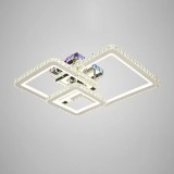 Lustra LED cu telecomanda si cristal JUSTIN RGB, 106W, 3 Patrate, lumina Rece/Calda/Neutra, Dimabila, Crom Lucios