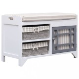 vidaXL Bancă de hol, alb, 70x33,5x45 cm, lemn de paulownia 284080