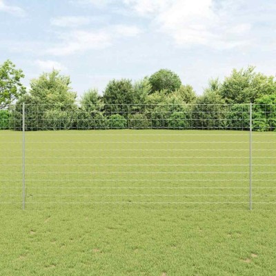 Gard Euro cu 10 Posturi U Argintiu 1,4x10 m Oțel foto