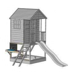 Casuta Summer Adventure cu loc de nisip, tobogan, leagan, modul sport, bucatarie, Wendi Toys foto