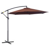 Outsunny Umbrelă de Soare Suspendată, &Icirc;nclinabilă, Cadru din Metal și Poliester, 295x295x255 cm, Nuanță Cafea | Aosom Romania