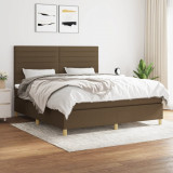 vidaXL Pat box spring cu saltea, maro &icirc;nchis, 160x200 cm, textil 3142428