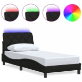Cumpara ieftin Cadru de pat cu LED fara saltea tesatura neagra 80x200 cm