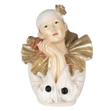 Cumpara ieftin Figurina polirasina alba aurie Clovn 11x11x15 cm