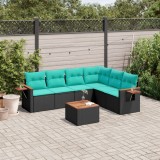 Gossi set canapele de gradina cu perne, 7 piese, negru, poliratan
