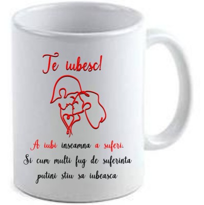 Cana alba personalizata &amp;quot;Te iubesc&amp;quot;, INOVATIX&amp;reg;. 330ml foto