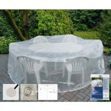 Husa Protectie Mobilier Gradina Rotunda Transparenta 320x93 cm din Polietilena Rezistenta