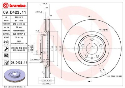 BREMBO 09.D423.11 PRIME LINE - UV Coated Disc frana foto