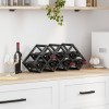 vidaXL Raft Vin Negru, 9 Sticle, 63x16.5x25cm, Otel Vopsit, Suport Modern Sticle Vin